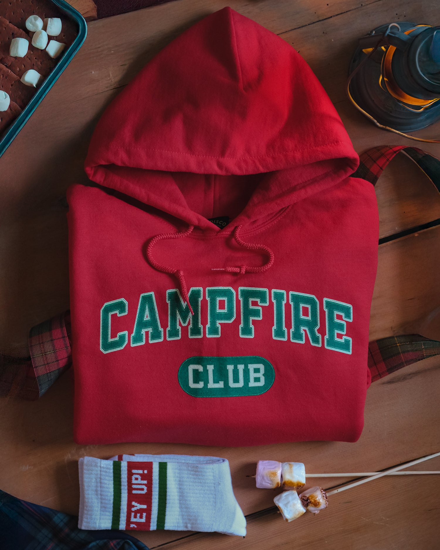 Campfire Club red Hoodie by Art Disco