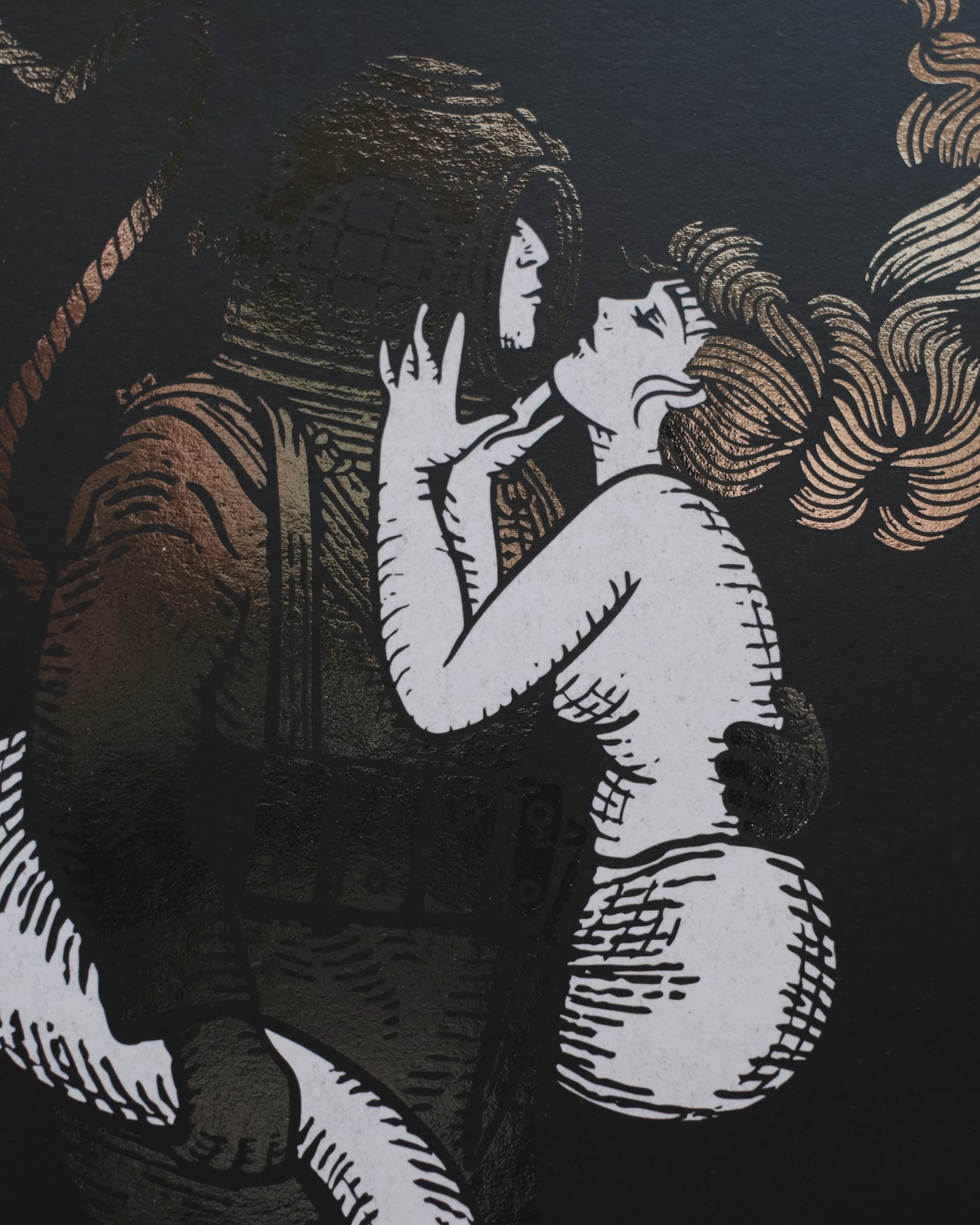 Limited Edition ‘Diver & Mermaid’ Gold Foil A3 Print by Art Disco