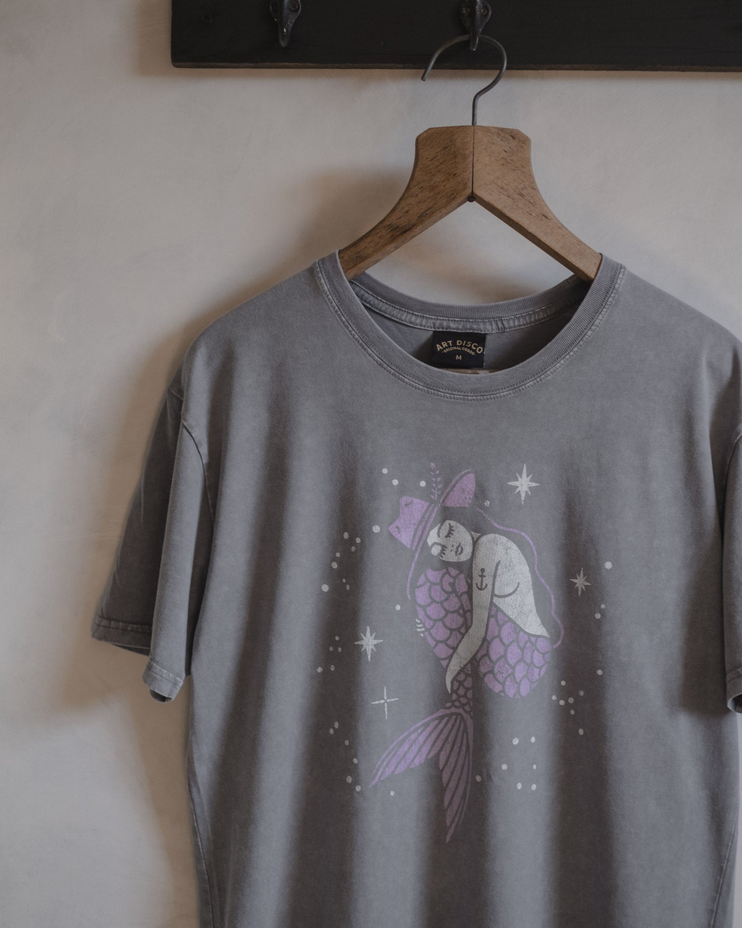 Sweet Dreams Mermaid Grey Acid wash t-shirt by Art Disco original goods