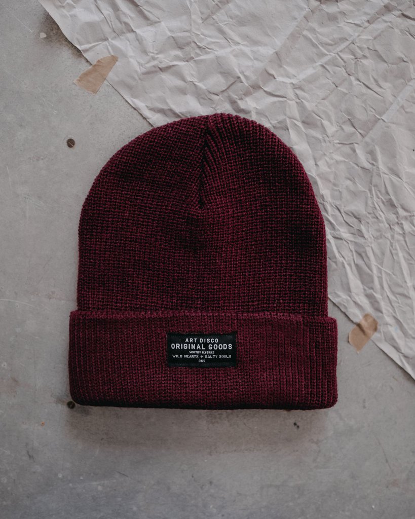 Mulled wine adventurer beanie in Burgundy by Art Disco Original Goods