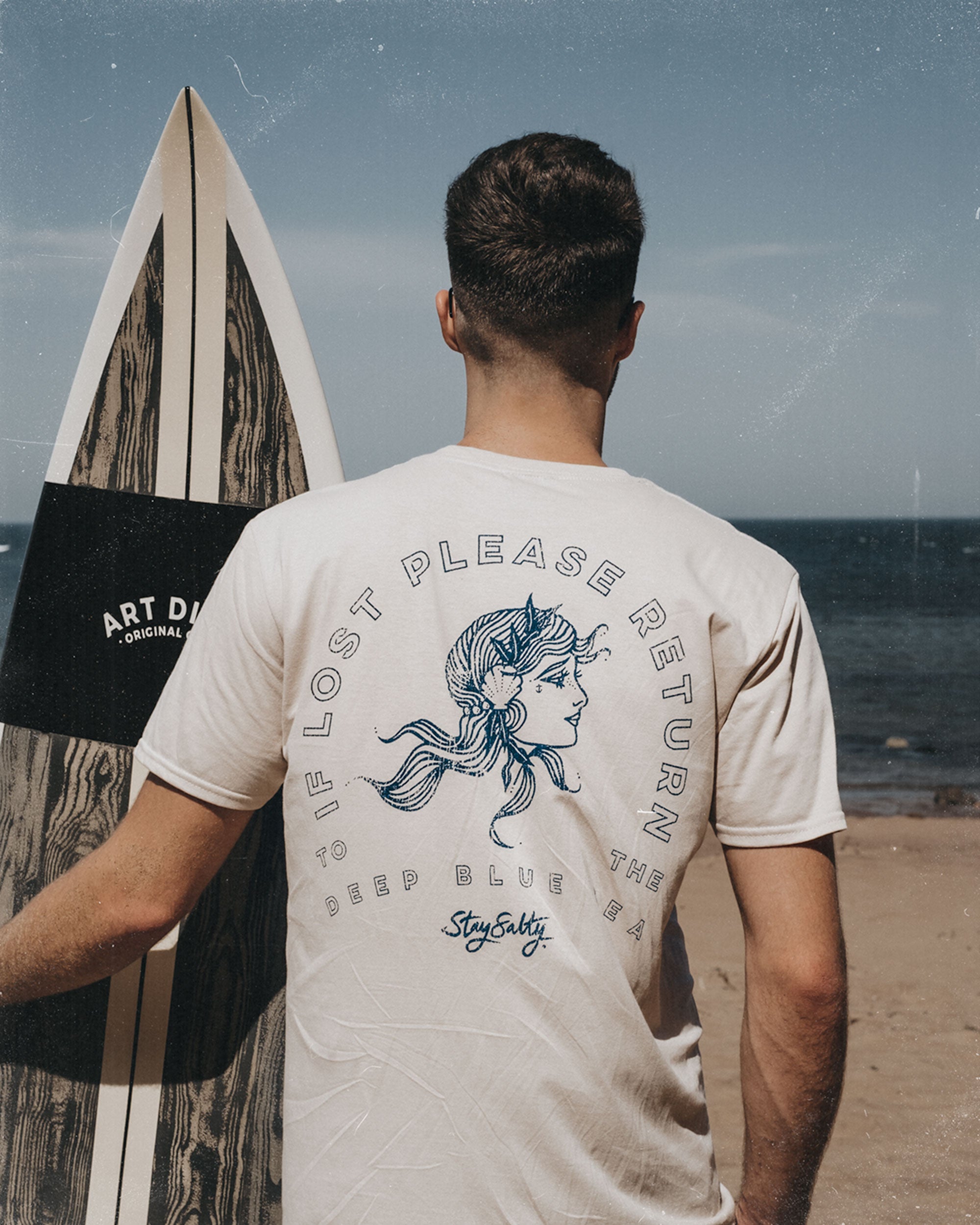If Lost Please Return To The Deep Blue Sea T-shirt in Ecru by ART DISCO Original Goods