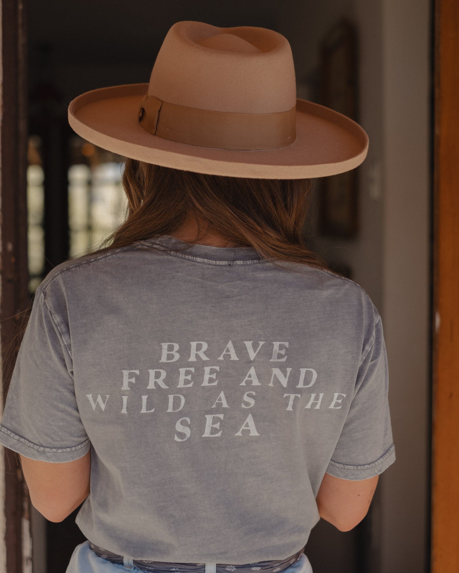 Brave Free Wild As The Sea Grey Acid Wash T-Shirt by Art Disco Original Goods