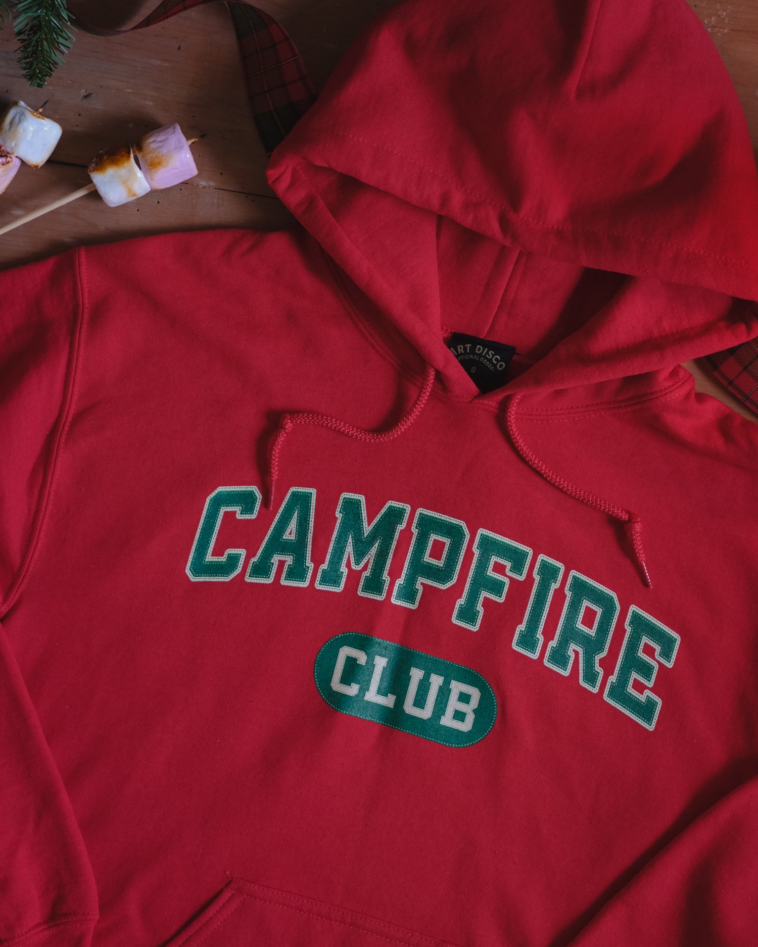 Campfire Club red Hoodie by Art Disco
