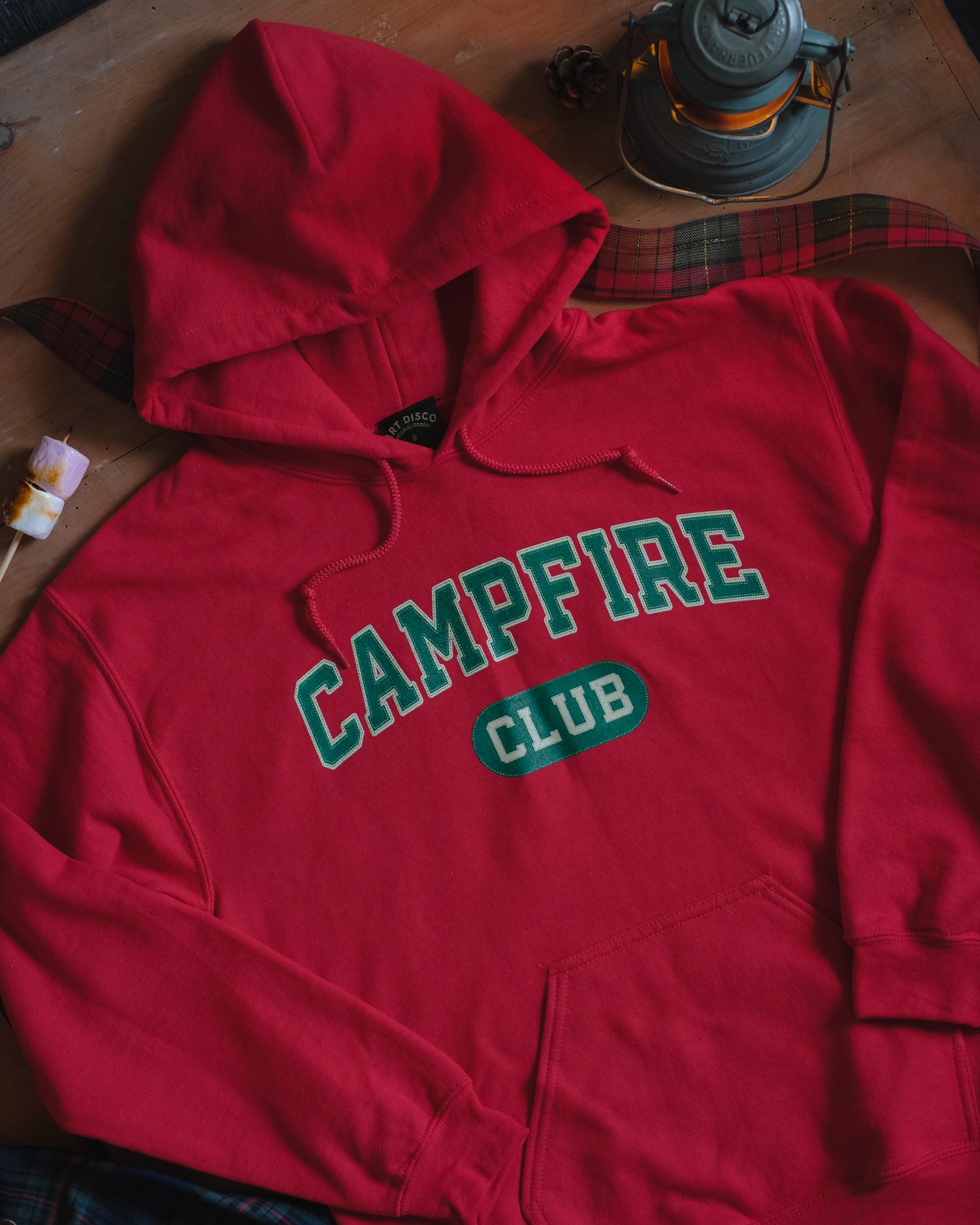 Campfire Club red Hoodie by Art Disco