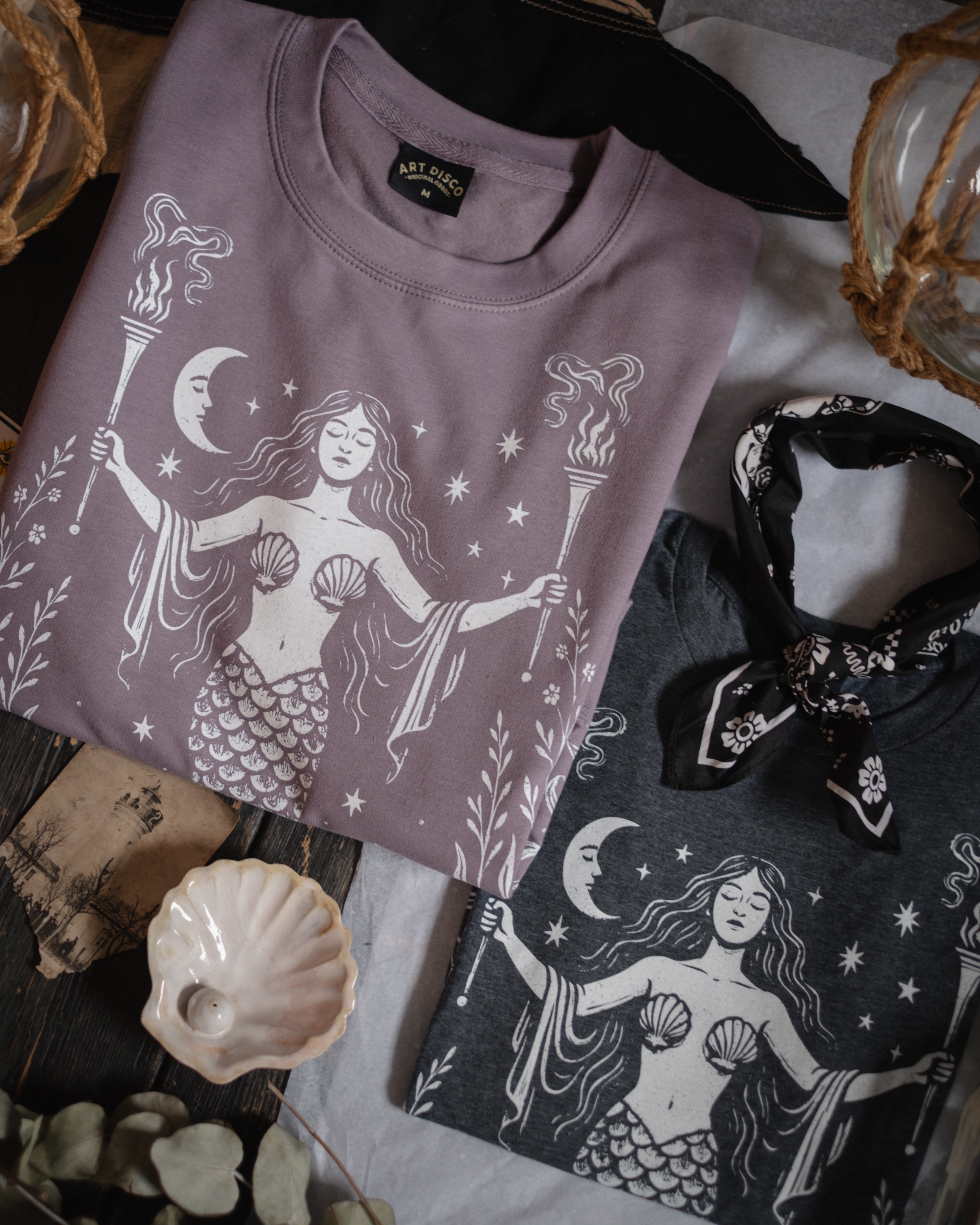 Celestial Mermaid Sweatshirt & T-Shirt by Art Disco Original Goods in Whitby, North Yorkshire