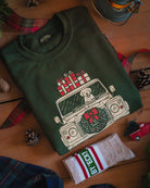 Driving Home For Christmas defender & puppy dog sweatshirt by Art Disco 