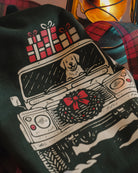 Driving Home For Christmas defender & puppy dog sweatshirt by Art Disco 