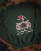 Driving Home For Christmas defender & puppy dog sweatshirt by Art Disco 