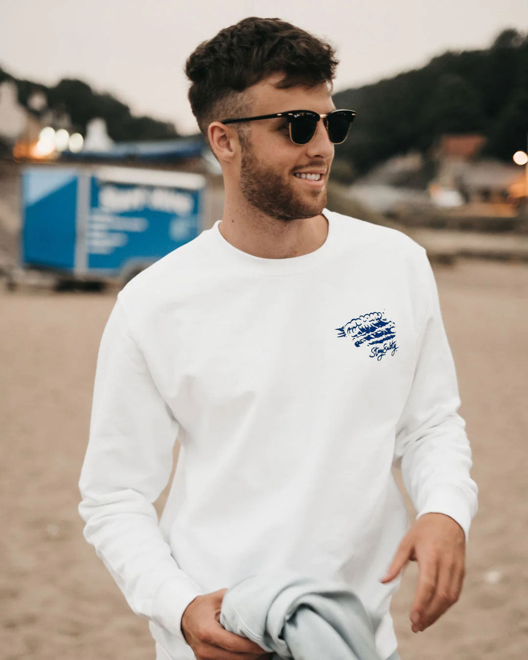 If Lost Please Return To The Deep Blue Sea Sweatshirt in White by ART DISCO Original Goods