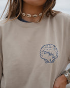 If Lost Please Return To The Deep Blue Sea Sweatshirt in Putty by ART DISCO Original Goods