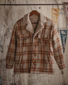 Oatmeal and Orange Plaid Sherpa Lumberjack Jacket by Art Disco