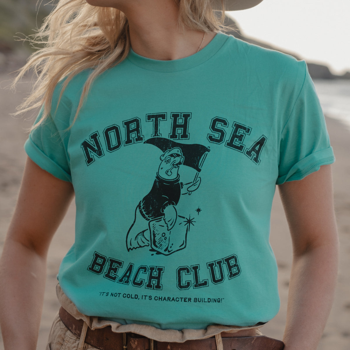 North Sea Beach Club TShirt Womens turquoise crew neck tshirt Art