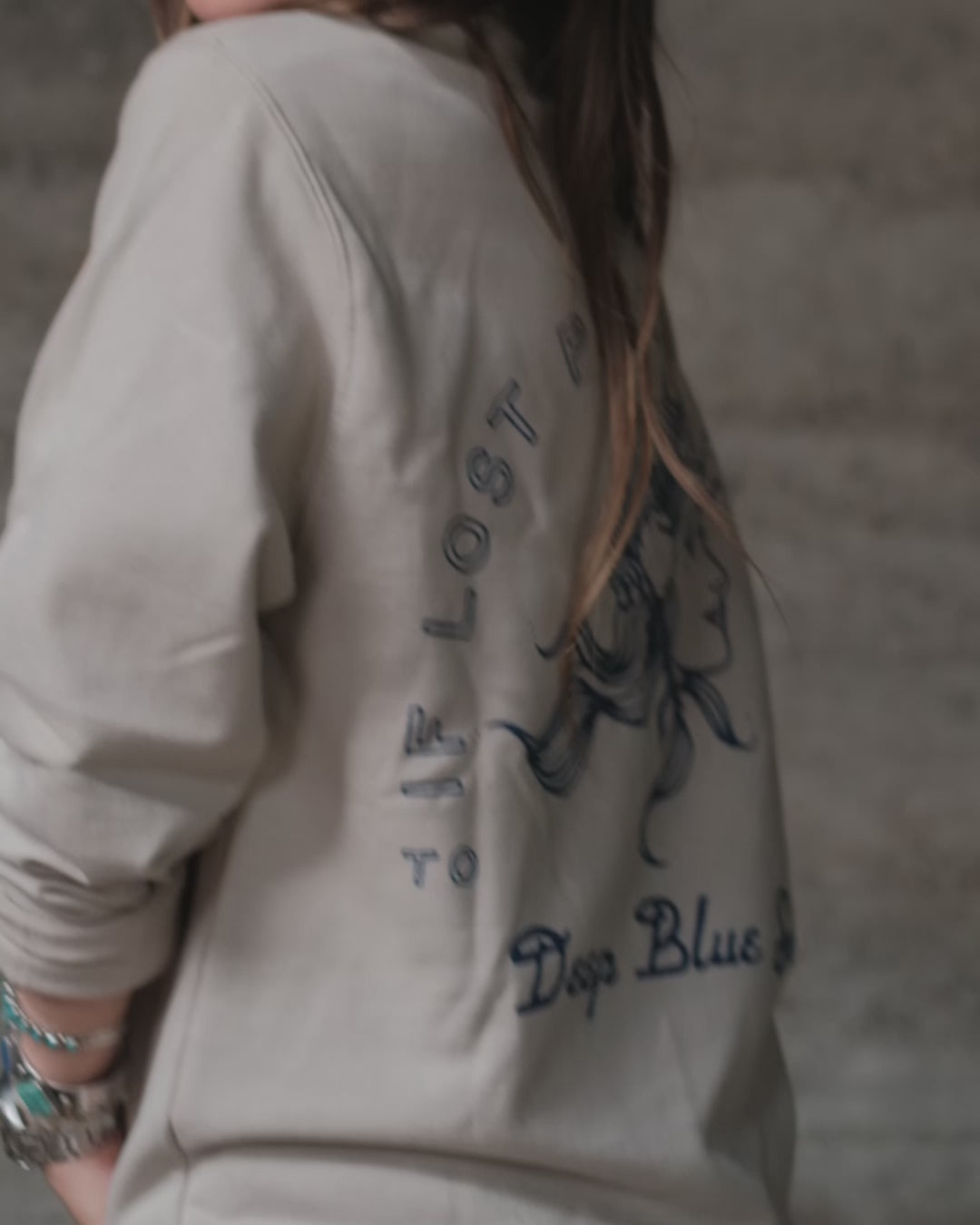 If Lost Please Return To The Deep Blue Sea Sweatshirt in Putty by ART DISCO Original Goods