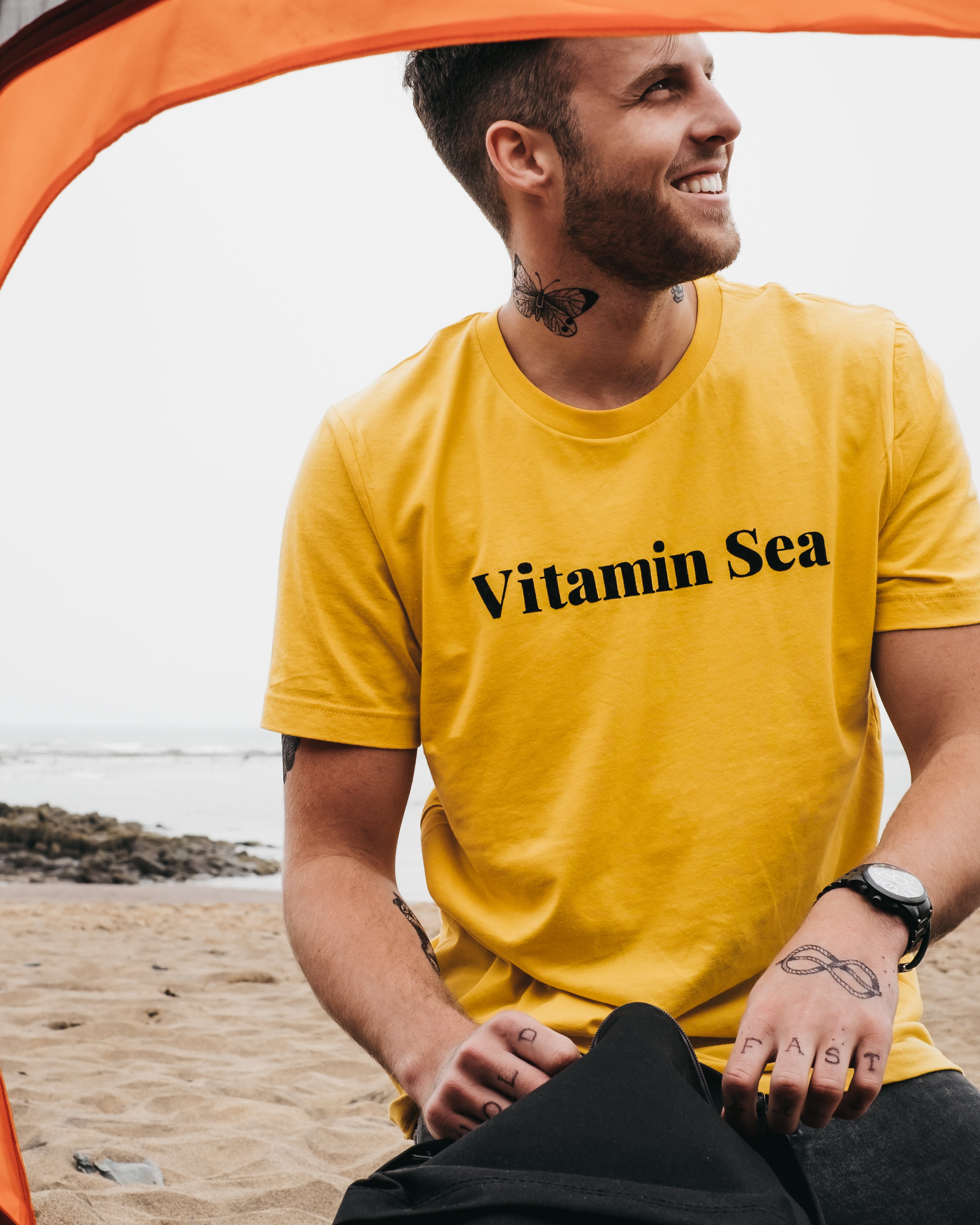 Vitamin Sea Yellow Slogan T-Shirt by Art Disco