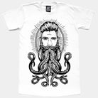 Hand Printed Neptune T-Shirt in White by ART DISCO