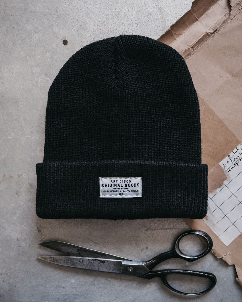 Black adventurer beanie by Art Disco Original Goods