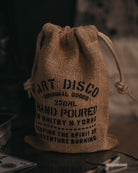 Hessian sacks for the candles we hand pour in Whitby, North Yorkshire 