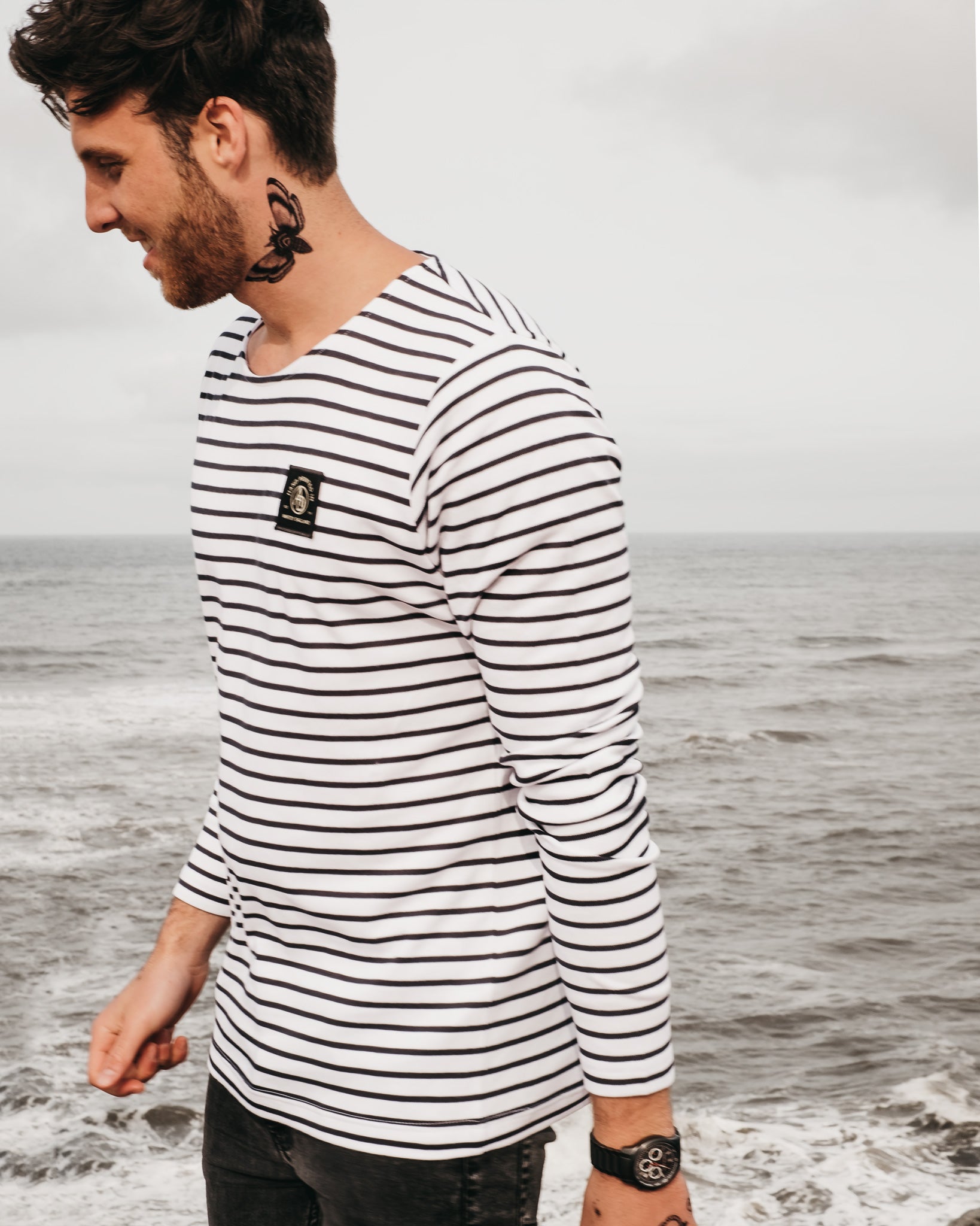 'Insignia' Striped Breton Long Sleeve Top by ART DISCO