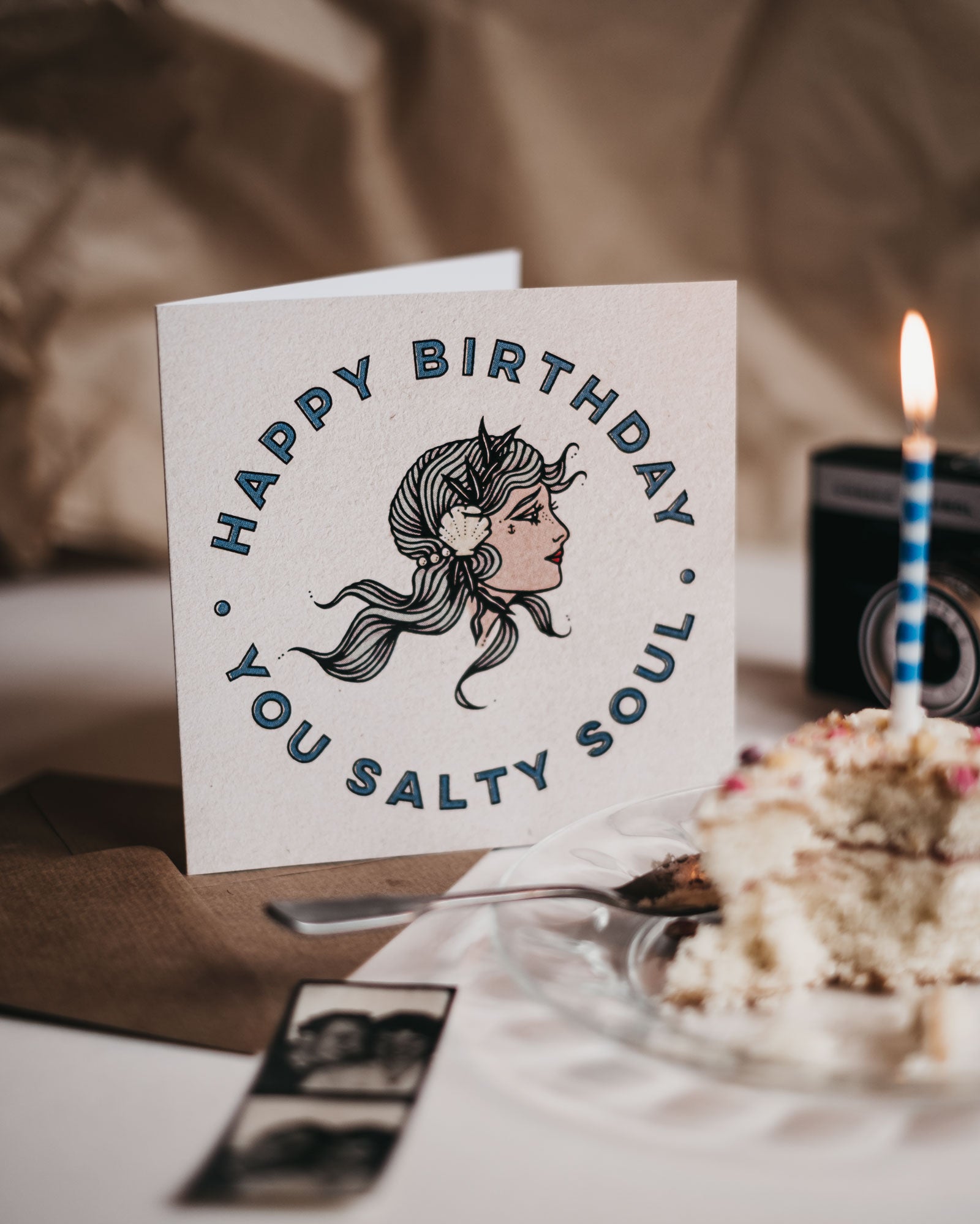 Happy Birthday You Salty Soul Greetings Card by ART DISCO Original Goods