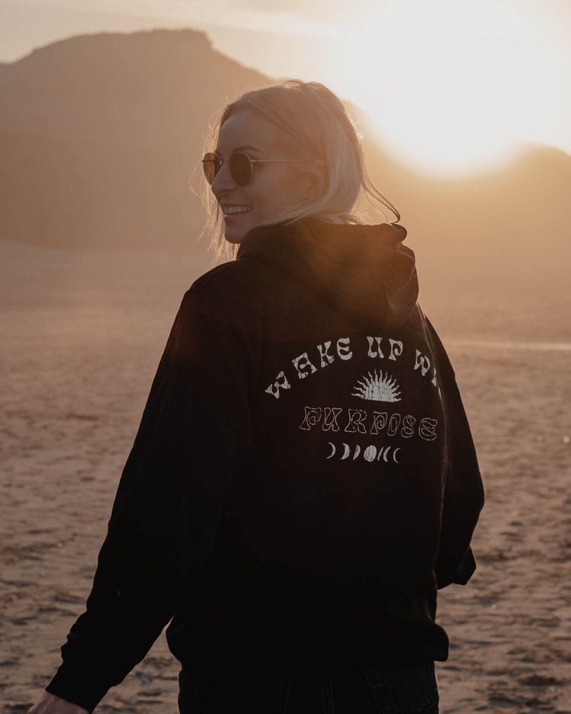 Wake Up With Purpose black hoody by ART DISCO Original Goods