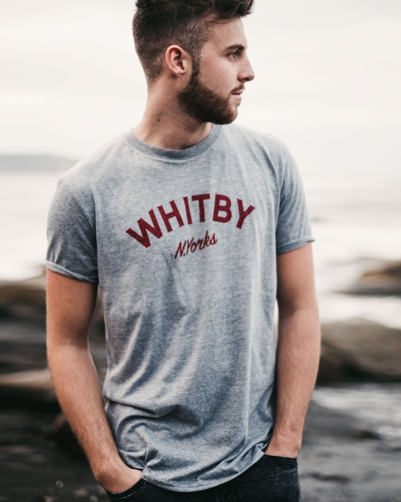 Whitby North Yorks Grey T-Shirt by ART DISCO Original Goods